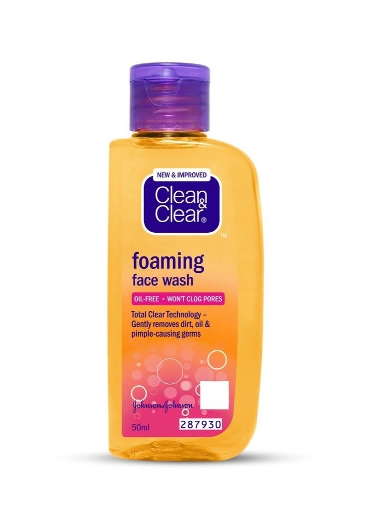 Clean & Clear Foaming Face Wash, 50ml - Image 1