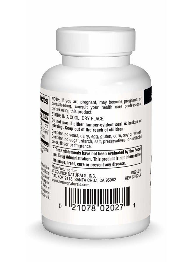 Source Naturals MegaFolinic 800mcg - 60 Tablets - Image 2
