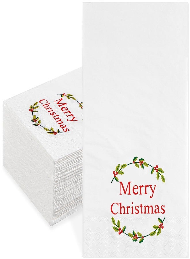 Quera 50 Pack Christmas Wreath Paper Napkins Disposable Merry Christmas Hand Towels Decorative Table Napkin for New Year Winter Dinner Merry Christmas Holiday Xmas Party Supplies - Image 1
