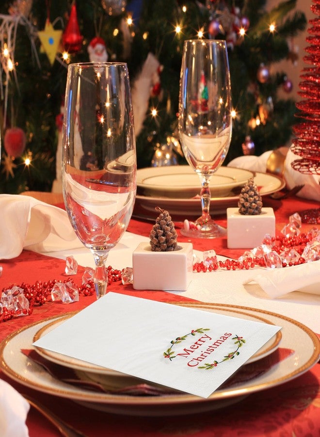 Quera 50 Pack Christmas Wreath Paper Napkins Disposable Merry Christmas Hand Towels Decorative Table Napkin for New Year Winter Dinner Merry Christmas Holiday Xmas Party Supplies - Image 5