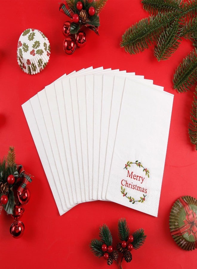 Quera 50 Pack Christmas Wreath Paper Napkins Disposable Merry Christmas Hand Towels Decorative Table Napkin for New Year Winter Dinner Merry Christmas Holiday Xmas Party Supplies - Image 3