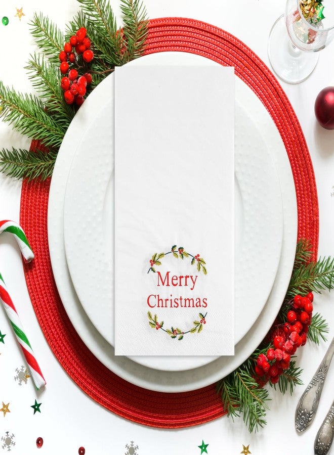 Quera 50 Pack Christmas Wreath Paper Napkins Disposable Merry Christmas Hand Towels Decorative Table Napkin for New Year Winter Dinner Merry Christmas Holiday Xmas Party Supplies - Image 4