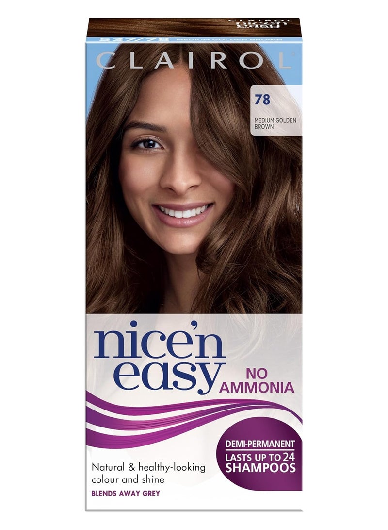 كلايرول نايس آند إيزي صبغة شعر نايس آند إيزي بدون أمونيا 78 بني ذهبي متوسط 1 عد - Image 1
