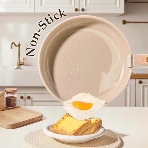 CAROTE Nonstick Pots and Pans Set, Cookware Set Detachable Handle, 19 Pcs Induction Kitchen Cookware Sets Non Stick with Removable Handle, RV Cookware Set, Oven Safe, Elegant White, Mothers Day Gifts - Image 3