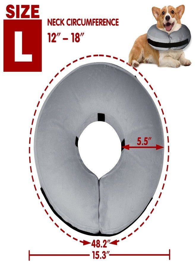 Tonqixope Inflatable Dog Cone Collar-Soft Protective Cone for Dogs After Surgery,Dog Donut Collar for Large Medium Small Dogs and Cats (Grey,Large) - Image 2