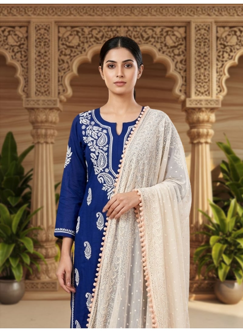 Alaya Women Embroidered Georgette Dupatta-AL3721 - Image 3