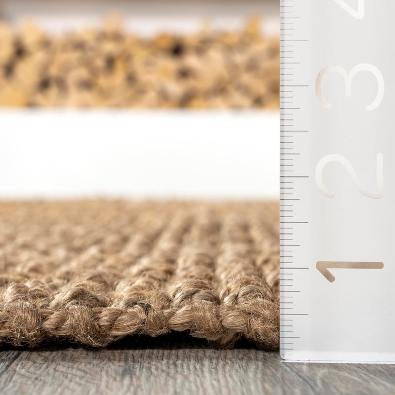 nuLOOM Ashli Solid Farmhouse Jute Area Rug, 6' Square, Natural - Image 3