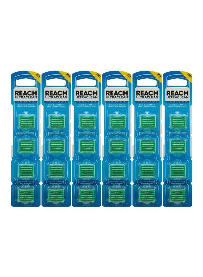 REACH Listerine Ultraclean Access Flosser Refill Heads, Mint, Plaque Remover for Teeth, Shred Resistant, for Hard to Reach Areas, Oral Care, PFAS Free, for Adults & Kids, 6 Pack, 28 Count - Image 1