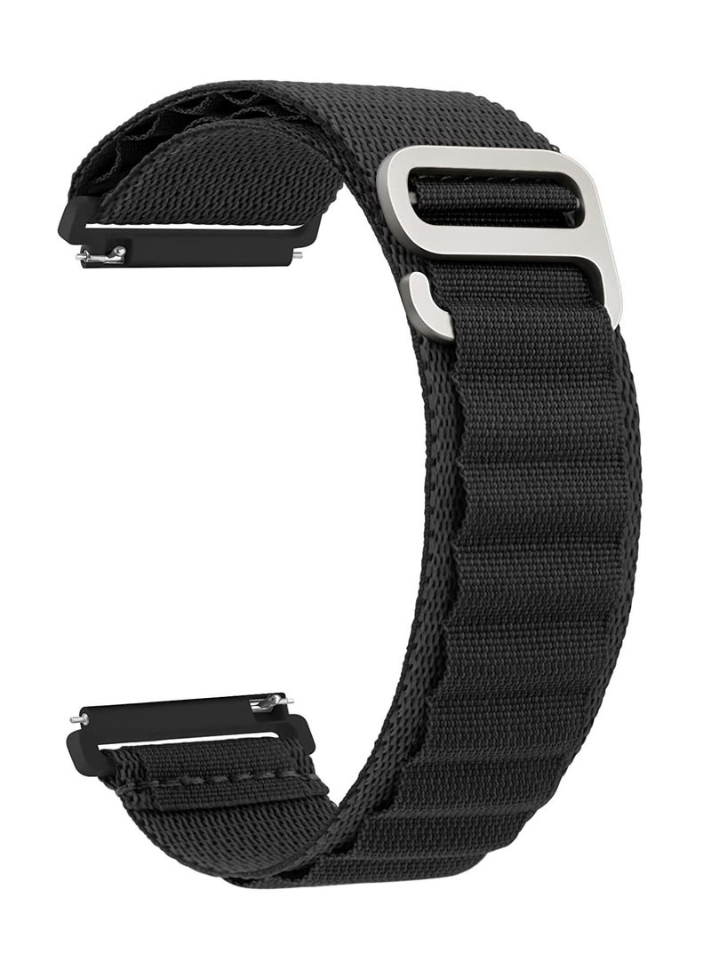 Alpine Loop Compatible with Samsung Galaxy Watch 3 45mm, Galaxy Watch 46 and Gear S3, 22mm Durable Sport Nylon Strap with Titanium G Hook  Black - Image 1