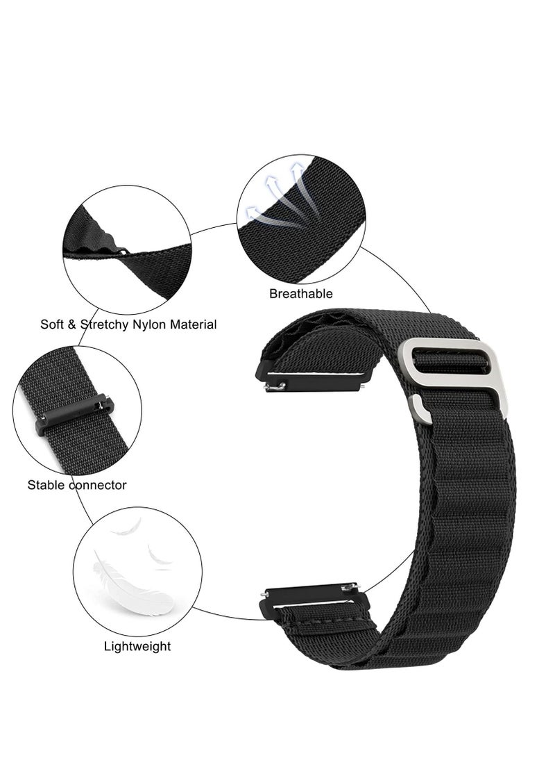 Alpine Loop Compatible with Samsung Galaxy Watch 3 45mm, Galaxy Watch 46 and Gear S3, 22mm Durable Sport Nylon Strap with Titanium G Hook  Black - Image 4