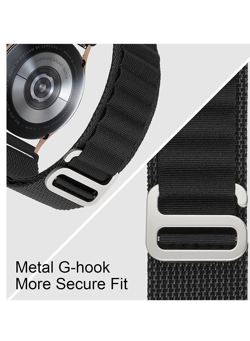 Alpine Loop Compatible with Samsung Galaxy Watch 3 45mm, Galaxy Watch 46 and Gear S3, 22mm Durable Sport Nylon Strap with Titanium G Hook  Black - Image 3