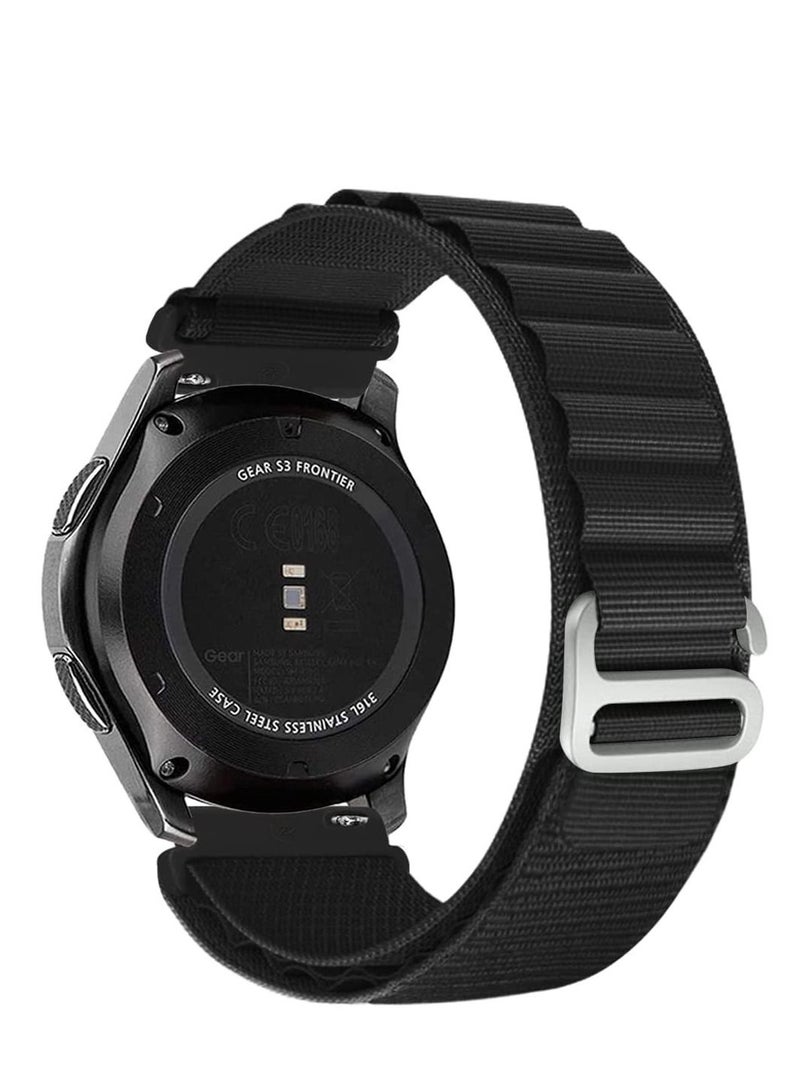 Alpine Loop Compatible with Samsung Galaxy Watch 3 45mm, Galaxy Watch 46 and Gear S3, 22mm Durable Sport Nylon Strap with Titanium G Hook  Black - Image 2