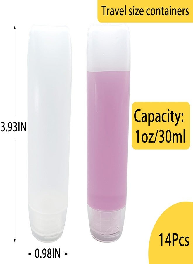 1 OZ Travel Bottles 14Pcs, Leak Proof Plastic Squeeze Bottles, Empty Refillable Tubes, 30ml Makeup Cosmetic Toiletries Container with Flip Cap, TSA Approved Small Size Liquid Dispensers - Image 4