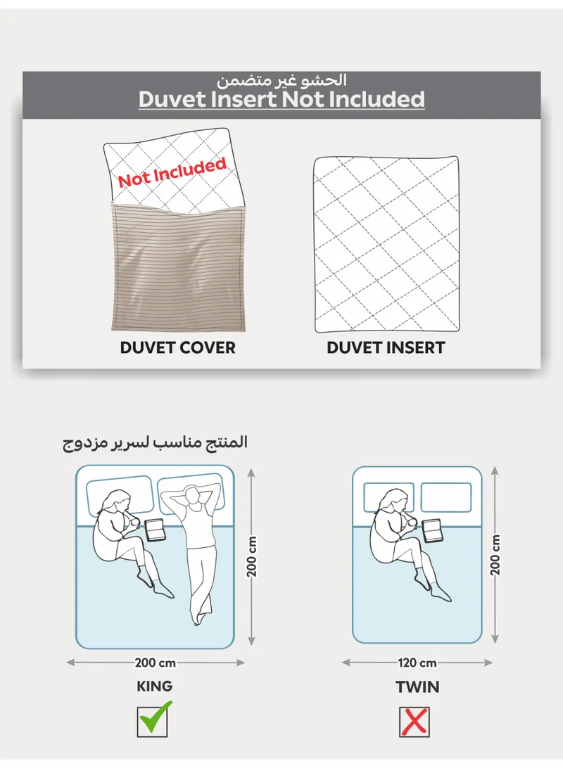 Donetella Striped Duvet Cover Set King Size 260x240 cm - 6-Pcs Bed Set, Microfiber Fabric - 1 Duvet Cover, 1 Fitted Sheet, 2 Pillow Sham, 2 Pillowcase (Filler Not Included)