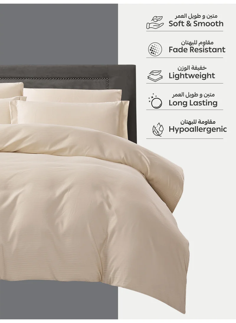 Donetella Striped Duvet Cover Set King Size 260x240 cm - 6-Pcs Bed Set, Microfiber Fabric - 1 Duvet Cover, 1 Fitted Sheet, 2 Pillow Sham, 2 Pillowcase (Filler Not Included)