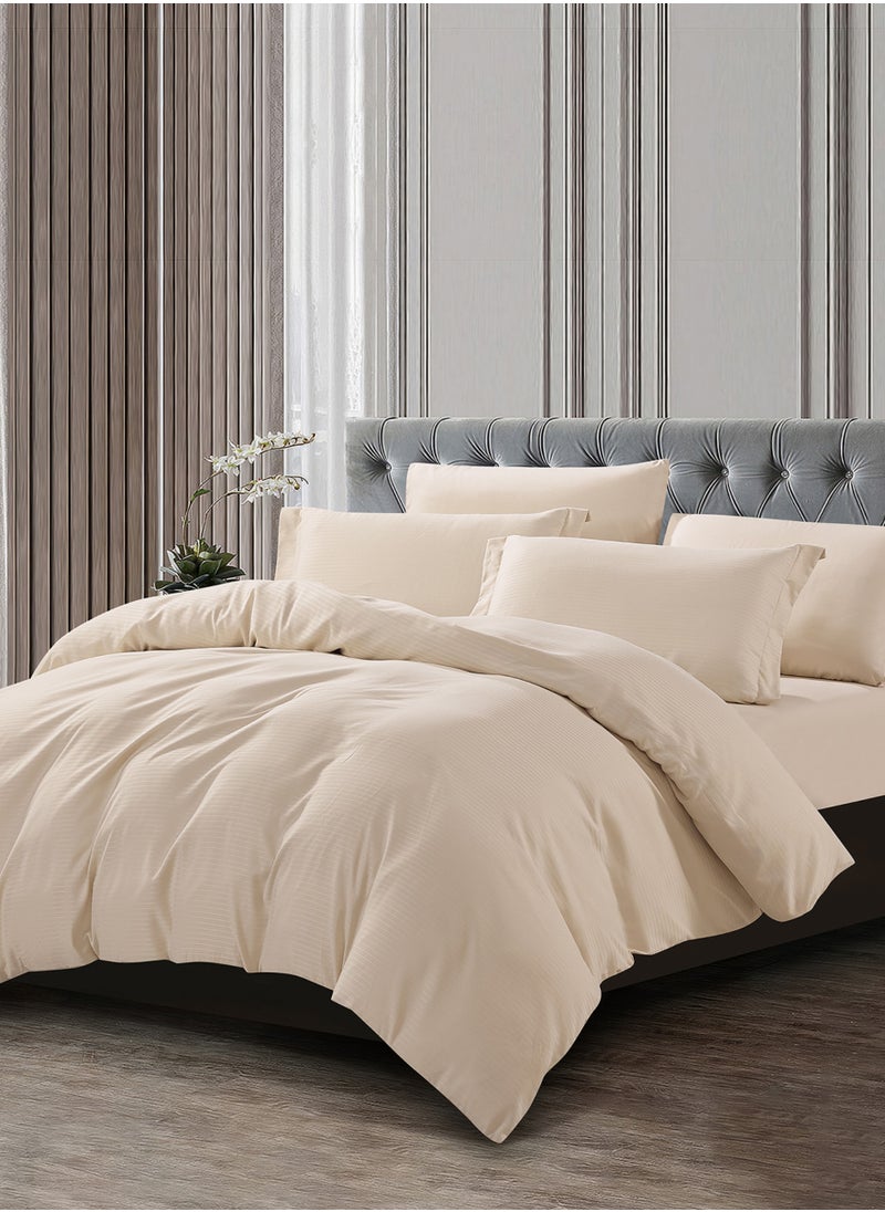 Donetella Striped Duvet Cover Set King Size 260x240 cm - 6-Pcs Bed Set, Microfiber Fabric - 1 Duvet Cover, 1 Fitted Sheet, 2 Pillow Sham, 2 Pillowcase (Filler Not Included)  - Image 2