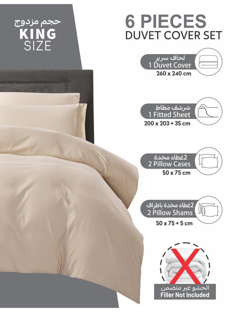 Donetella Striped Duvet Cover Set King Size 260x240 cm - 6-Pcs Bed Set, Microfiber Fabric - 1 Duvet Cover, 1 Fitted Sheet, 2 Pillow Sham, 2 Pillowcase (Filler Not Included)  - Image 4