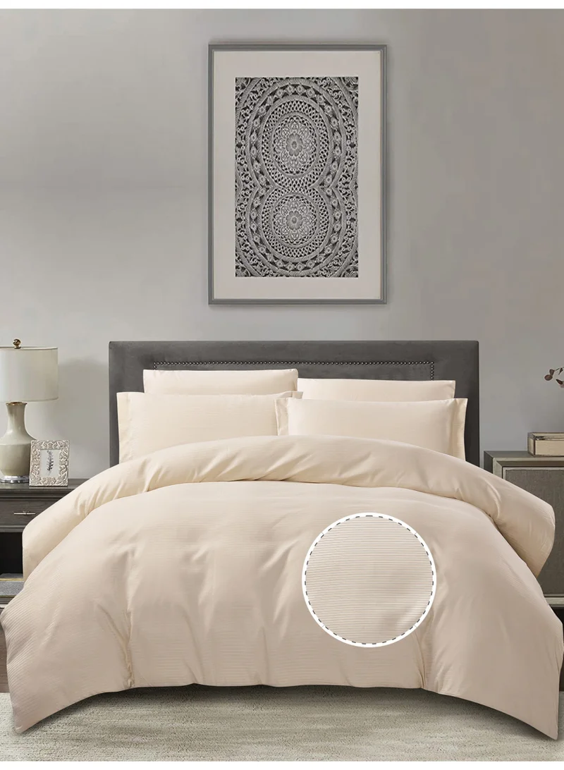 Donetella Striped Duvet Cover Set King Size 260x240 cm - 6-Pcs Bed Set, Microfiber Fabric - 1 Duvet Cover, 1 Fitted Sheet, 2 Pillow Sham, 2 Pillowcase (Filler Not Included)