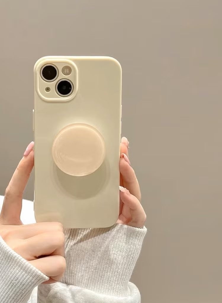 غطاء iPhone 14 Plus TPU أصفر فاتح مع حامل سائل سيليكون ناعم الكل في واحد غطاء iPhone مقاوم للسقوط 14 - Image 1