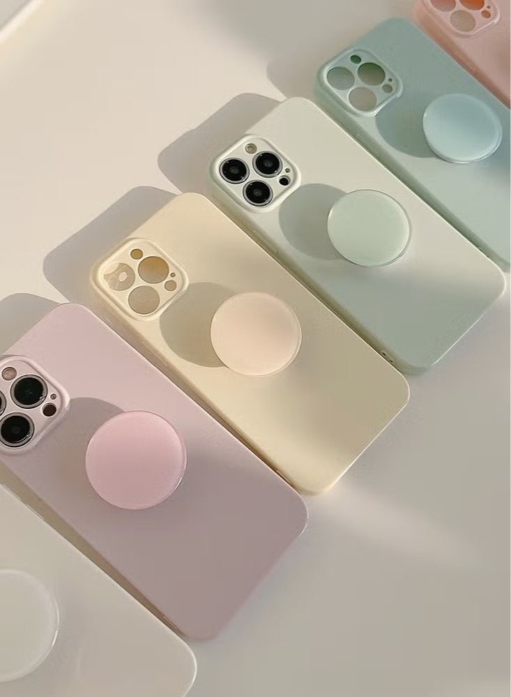 غطاء iPhone 14 Plus TPU أصفر فاتح مع حامل سائل سيليكون ناعم الكل في واحد غطاء iPhone مقاوم للسقوط 14 - Image 4