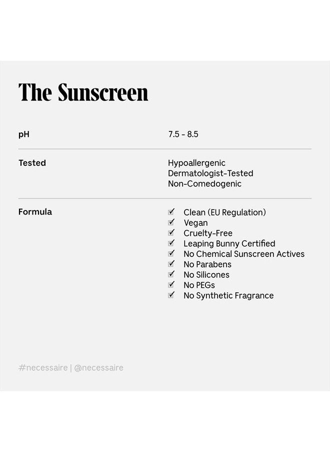 Nécessaire - The Mineral Sunscreen SPF 30 PA+++. For The Body. Broad Spectrum. Zinc Oxide, Hyaluronic Acid, Niacinamide. Hydrate. Protect Against Sun Damage + Premature Aging. Dermatologist-Tested. 150 - Image 1