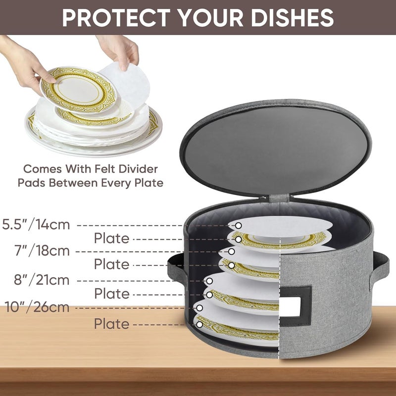 BALEINE China Storage Containers Hard Shell Case for Organizing Stackable Moving Storage Box with Felt Plate Dividers for Dishes Glasses Mugs Plate Mug Combo - Image 5