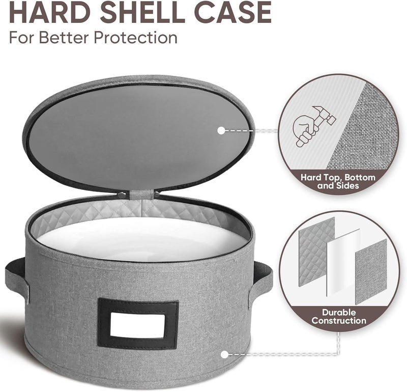 BALEINE China Storage Containers Hard Shell Case for Organizing Stackable Moving Storage Box with Felt Plate Dividers for Dishes Glasses Mugs Plate Mug Combo - Image 3