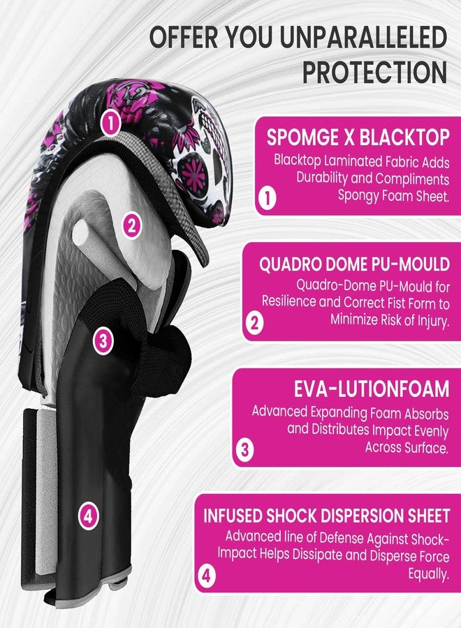 FINGER TEN Boxing Gloves Women Punching Sparring Kickboxing MMA Training Heavy Bag Glove Black Leather 8 10 12 14 16 oz for Womens (Black Printed, 16 oz) - Image 3