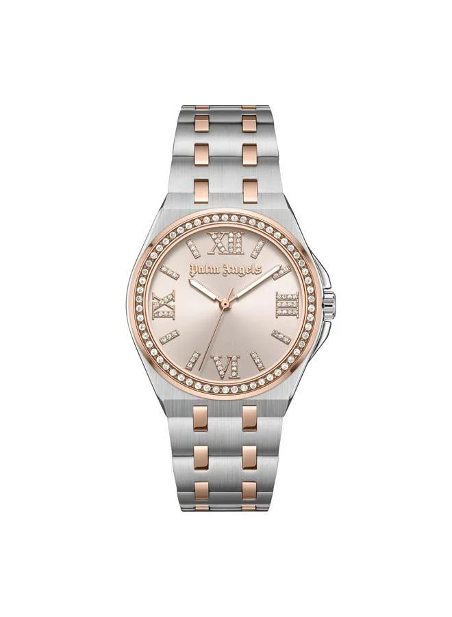 Palm Angels Oasis Rose Gold Dial Stainless Steel Bracelet Analog Watch for Women, 34mm