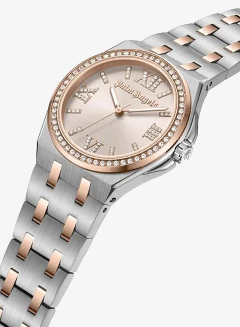 Palm Angels Oasis Rose Gold Dial Stainless Steel Bracelet Analog Watch for Women, 34mm