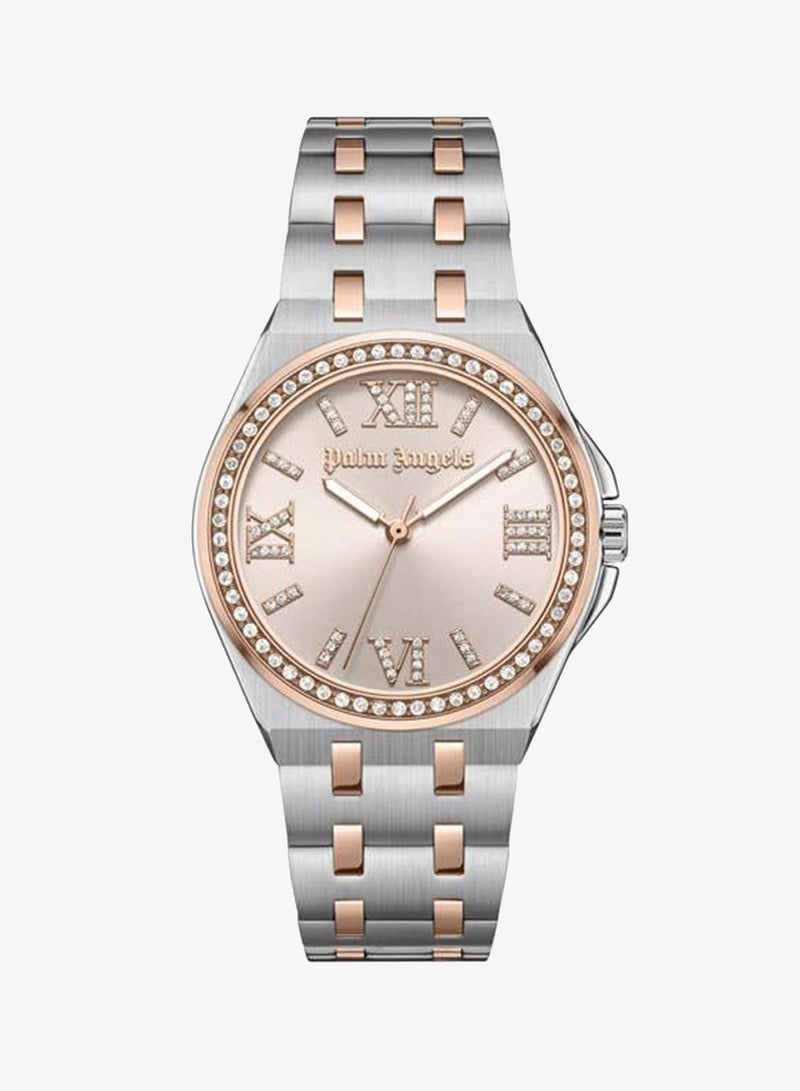 Palm Angels Oasis Rose Gold Dial Stainless Steel Bracelet Analog Watch for Women, 34mm - Image 1