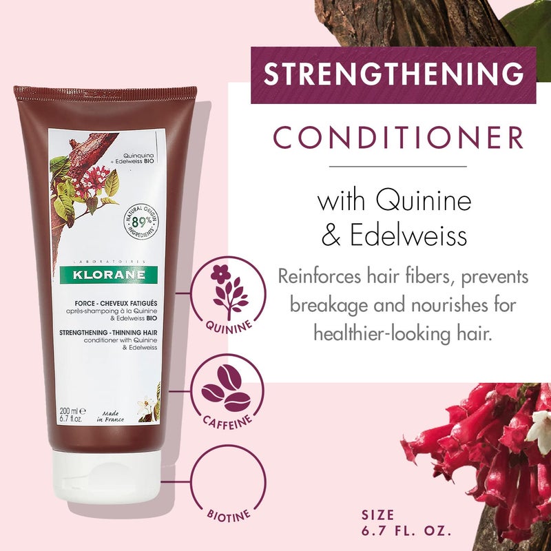 Klorane Strengthening Conditioner with Quinine - Natural Alternative for Hair Thinning - Support Thicker, Stronger, Healthier Hair - Men & Women - Vegan, and Dermatologist-Tested - 6.7 fl. oz. - Image 2