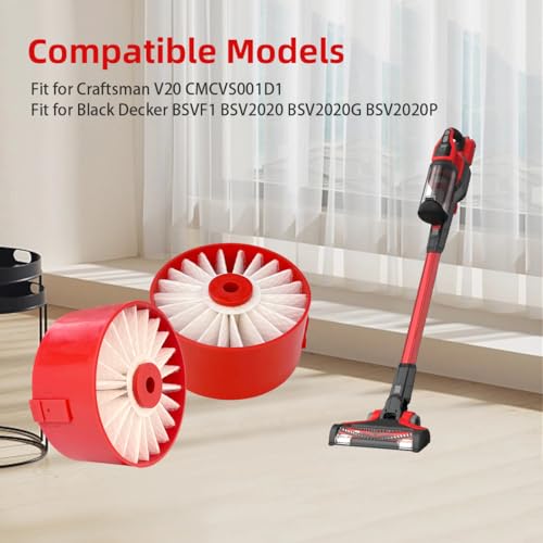 Leacheery 4 Pack N858184 HEPA Filters Replacement Compatible with Craftsman V20 Cordless Stick Vacuum CMCVS001D1, Vacuum Filter Fits for Black Decker BSVF1 BSV2020 BSV2020G BSV2020P Vacuum Cleaner - Image 2
