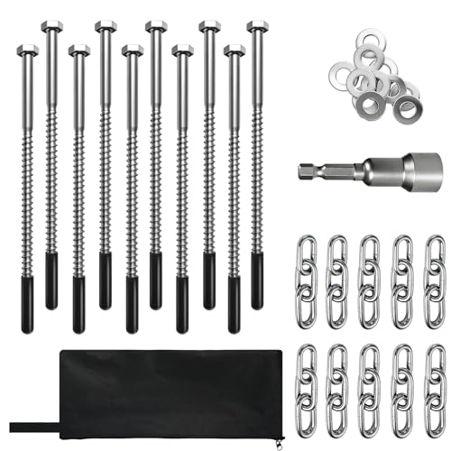 YIYAO 15 Pack Screw in Tent Stakes Heavy Duty,8 ’’ Ground Anchors Screw in,Metal Stakes with Hex Head Driver and Sturdy Storage Bag. (15) - Image 1
