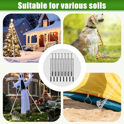 YIYAO 15 Pack Screw in Tent Stakes Heavy Duty,8 ’’ Ground Anchors Screw in,Metal Stakes with Hex Head Driver and Sturdy Storage Bag. (15) - Image 2