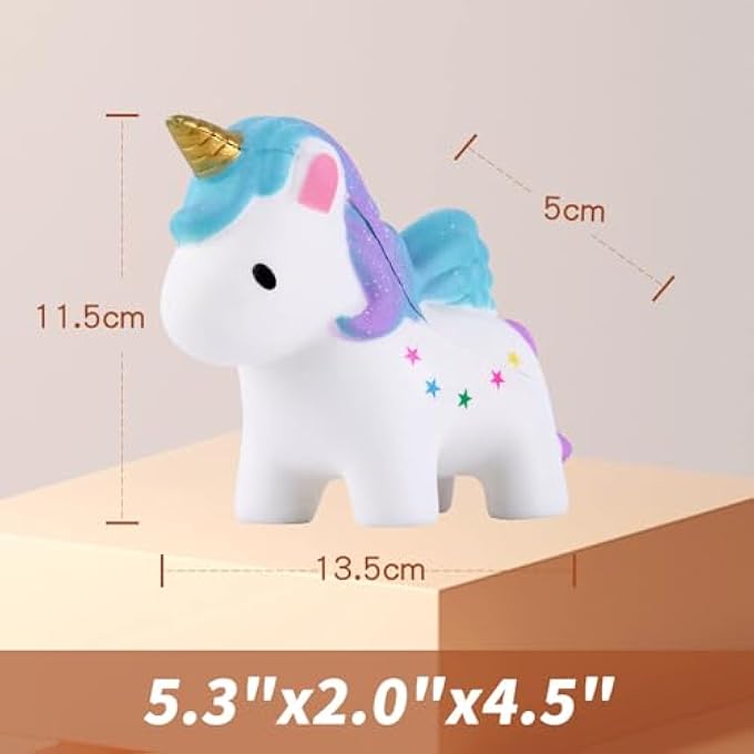 Anboor 5.3" Squishies Unicorn Colored Star Slow Rising Kawaii Scented Squishies Animal Decompression Squeeze Stress Relief Hop Props, Decorative Props Large Collection Toy for Kids 1 Pcs Color Random - Image 2