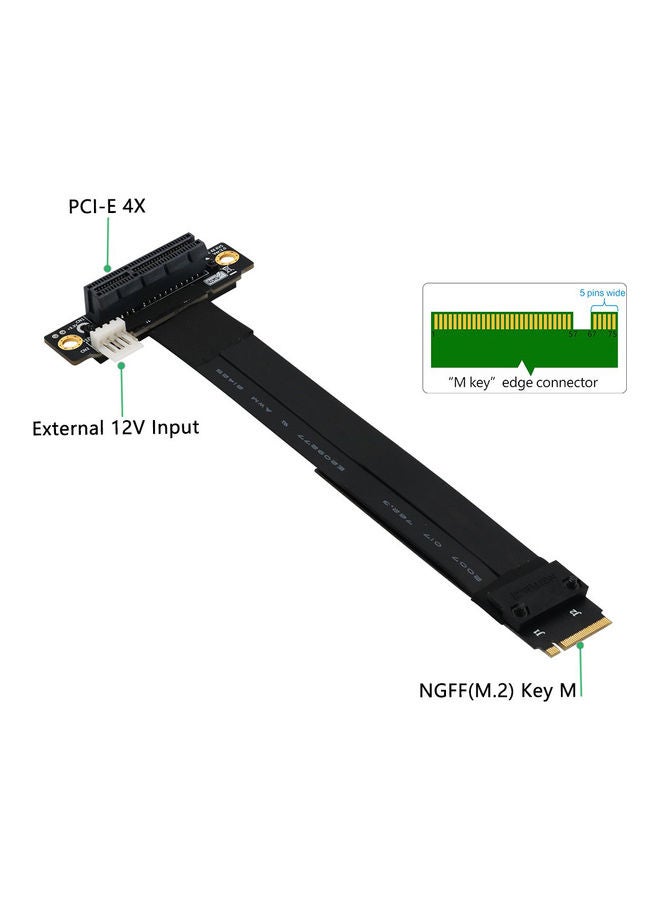 M.2 NVME M-Key To PCI-E 3.0 4X Extension Cable Black - Image 2
