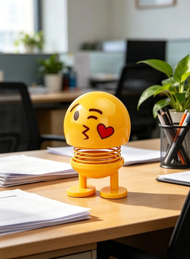 لطيف توهج وجه Emoticon Bobblehead الشكل, هزة رأس السيارة لوحة القيادة الزينة, مضحك ابتسامة وجه الديكور الداخلي لعبة, ديكور منزل سطح المكتب الإبداعي, حلوة الحزب مزايا الهدية الزينة للسيارة المكتب المنزلي - Image 4