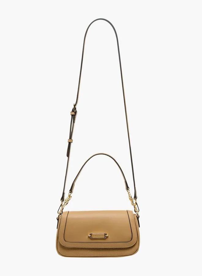Flora Bella By Shoexpress Solid Crossbody Bag with Button Closure