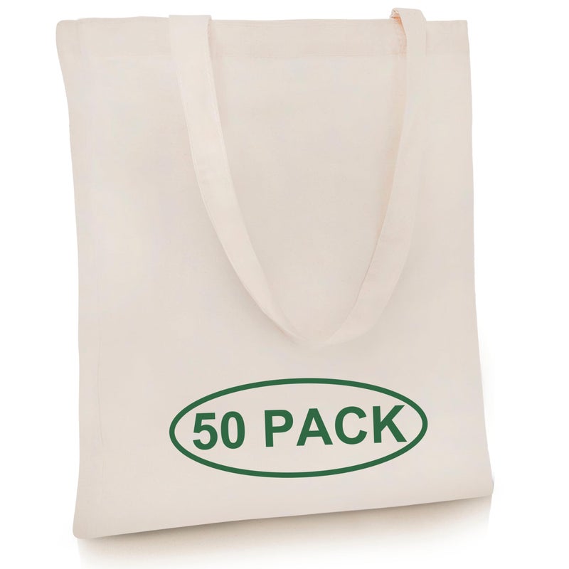 Simply Cool 50Pack Canvas Tote Bag  Lightweight Tote Bags Bulk Medium Reusable Grocery Shopping Cloth Bags for Advertising DIY Projects Crafts Painting Embroidery Custom Logo