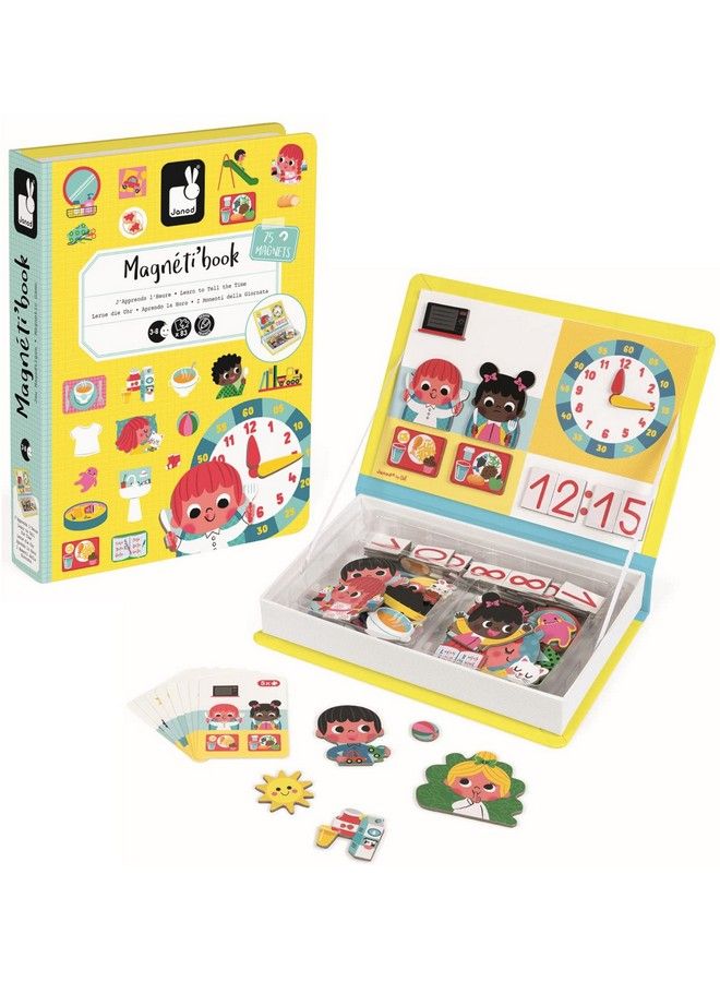 Janod لعبة مغناطيسية لتعلم الوقت 94 قطعة للأعمار من 3 سنوات فما فوق J02724 - Image 2