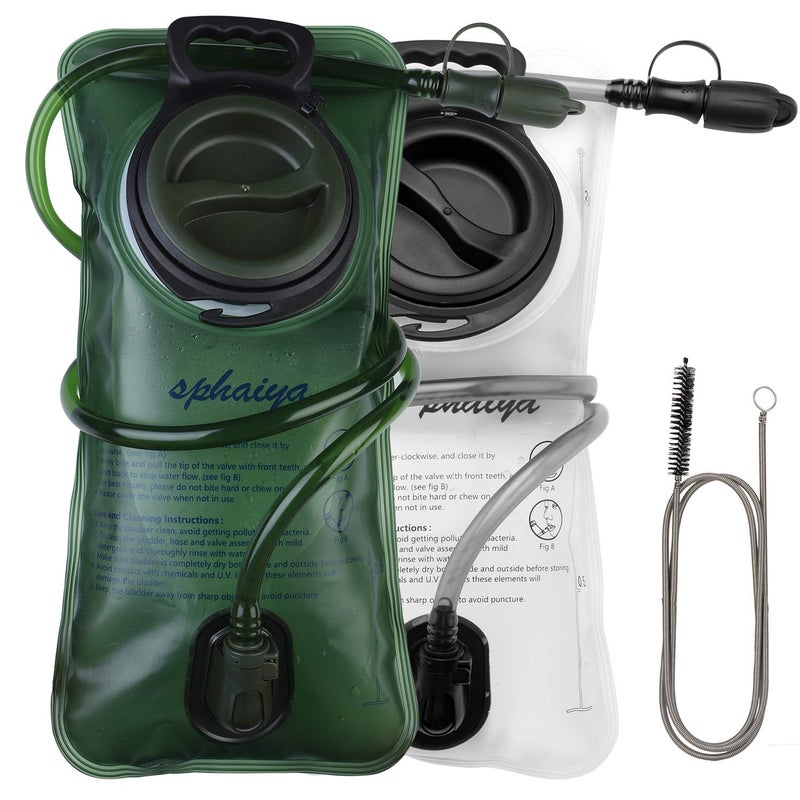Hydration Bladder 2L-3L Water Storage Bag Reservoir,Military Hydration Pack Replacement for Hiking Biking Climbing Cycling Running Camping Backpack with Clean Flexible Brush(2L-Green+White) - Image 1