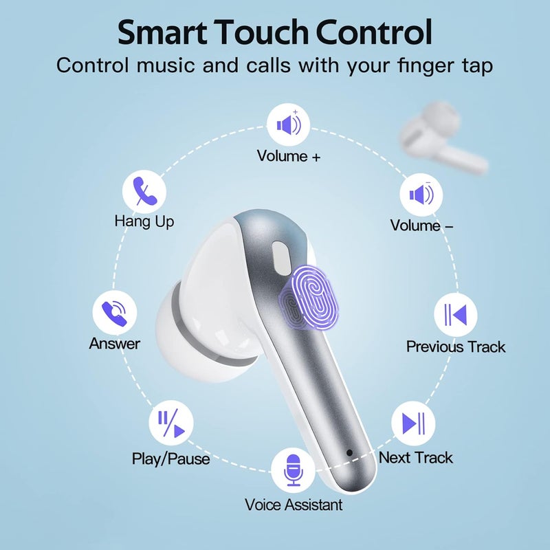 TAGRY Bluetooth Headphones True Wireless Earbuds 60H Playback LED Power Display Earphones with Wireless Charging Case IPX5 Waterproof in-Ear Ear buds with Mic for TV Smart Phone Laptop Computer Sports - Image 4