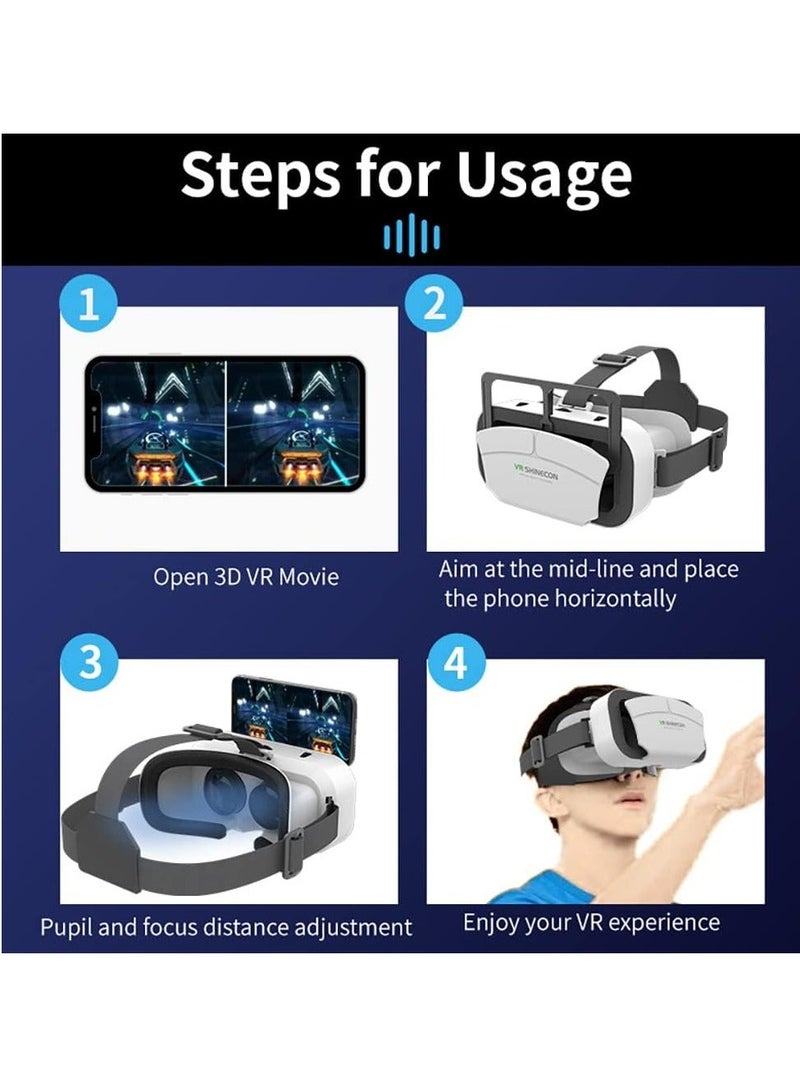نظارات واقع افتراضي للهاتف بشاشة عرض من 4.7-7.2 بوصة نظارات واقع افتراضي عالمية محدثة 3D مريحة وناعمة متوافقة مع آيفون وأندرويد مجموعة VR قابلة للارتداء للأطفال والبالغين - Image 4