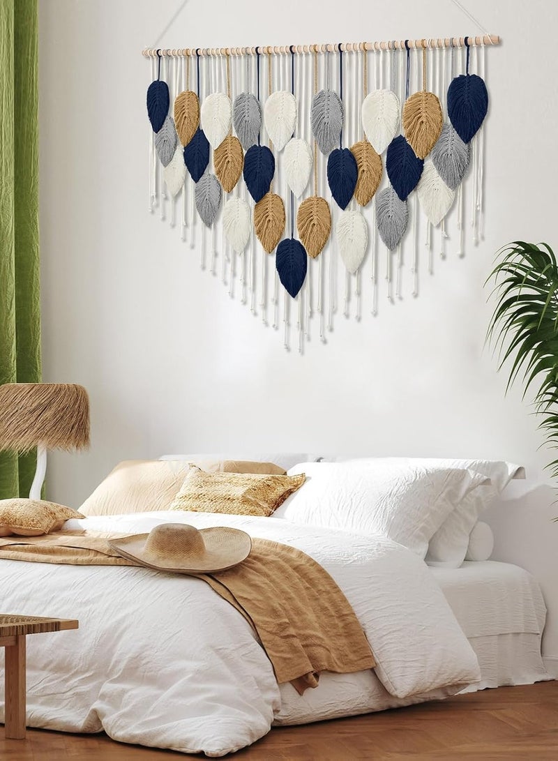 انتيكيانو ريشة مكرمية للتعليق على الحائط بتصميم اوراق شجر بوهو مصنوع يدويا - Image 4