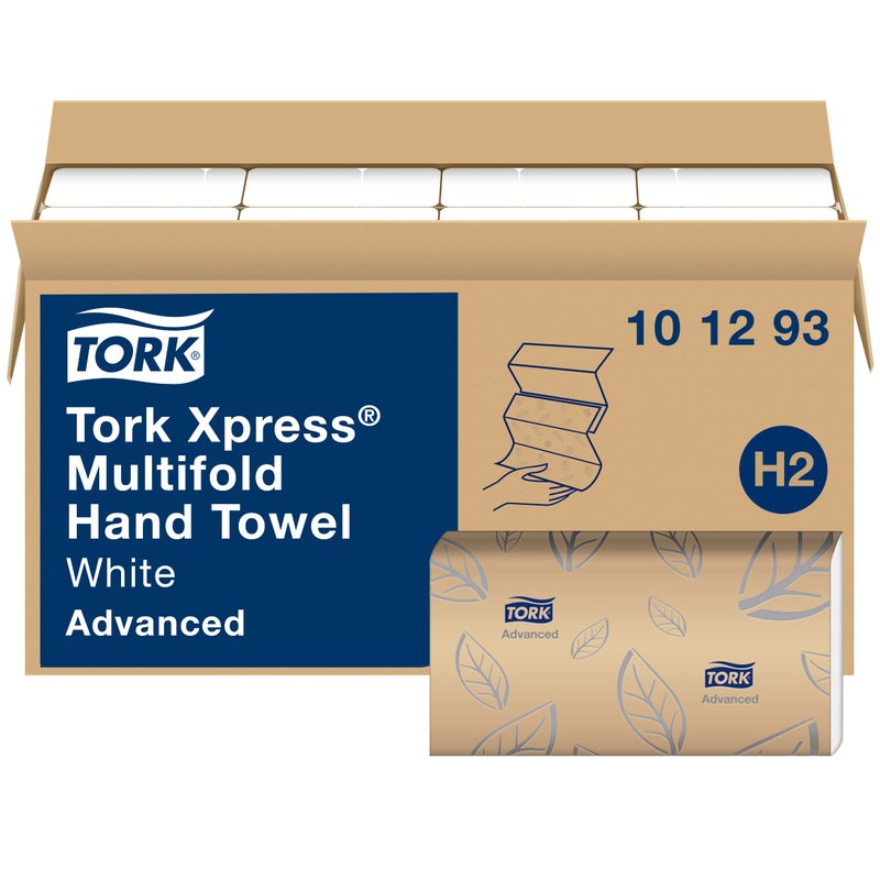 Tork Xpress Soft Multifold Hand Towel White with Grey Leaf Print Absorbent 189 Towels Per Pack 16 Packs Fits H2 Towel Dispensers - Image 3
