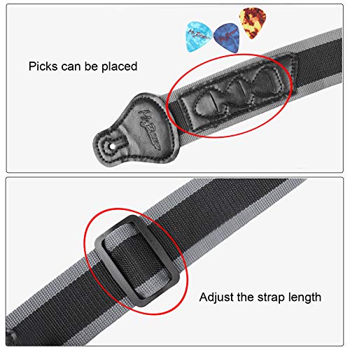 Mr.Power Guitar Strap 36.6in - 65in with 3 Pick Holders for Electric Acoustic Guitar, Nylon Strap for Your Family Friend Love Guitarists - Image 3