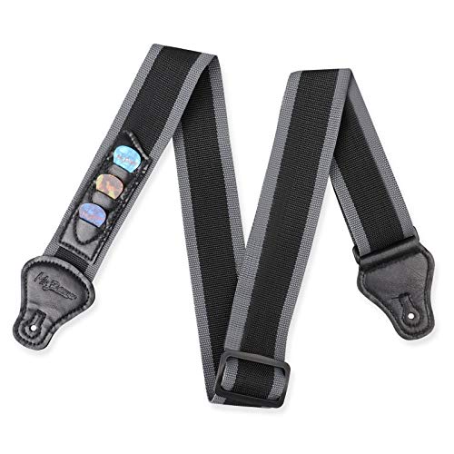 Mr.Power Guitar Strap 36.6in - 65in with 3 Pick Holders for Electric Acoustic Guitar, Nylon Strap for Your Family Friend Love Guitarists - Image 1