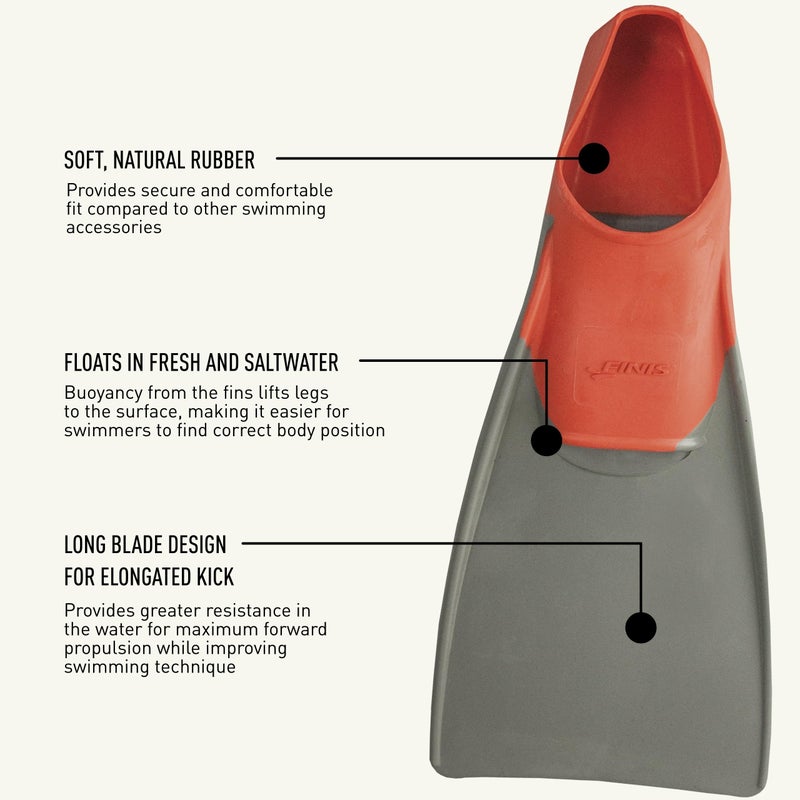 FINIS Long Floating Fin 7-9 Red/Gray - Image 4