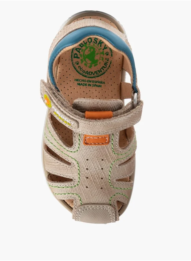 Pablosky Boys' Stitch Detail Fisherman Sandals with Hook and Loop Closure